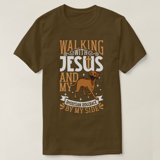 Jezus en hond Rhodesian Ridgeback T-shirt (Design voorkant)