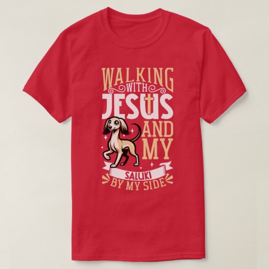 Jezus en hond Saluki T-shirt (Design voorkant)