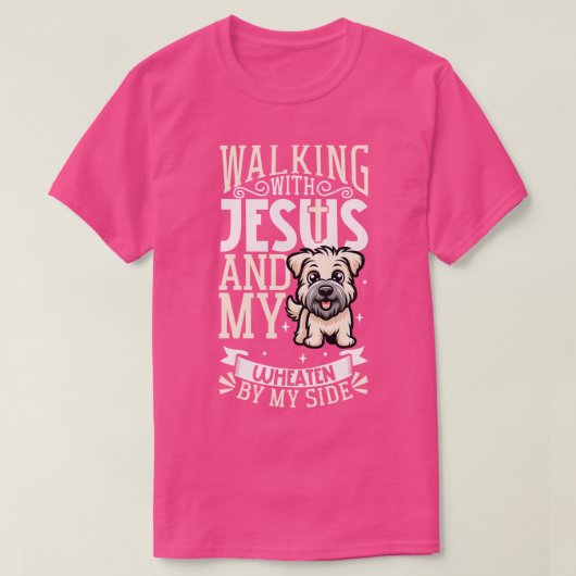 Jezus en hond Softcoated Wheaten Terrier T-shirt (Design voorkant)