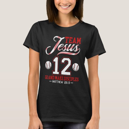 Jezus en honkbalteam Jezus Christelijke Matthew 28 T-shirt (Voorkant)