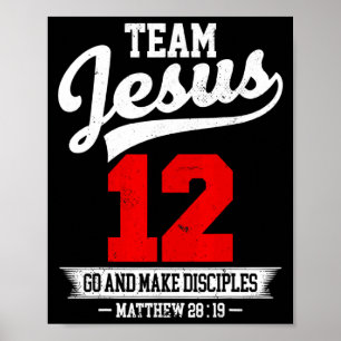 Jezus En Honkbalteam Jezus Christen Mattheüs 28 Poster