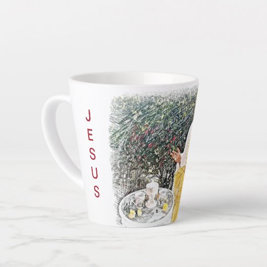 Jezus en ik met koffie of thee latte Mok (Linkerhoek)