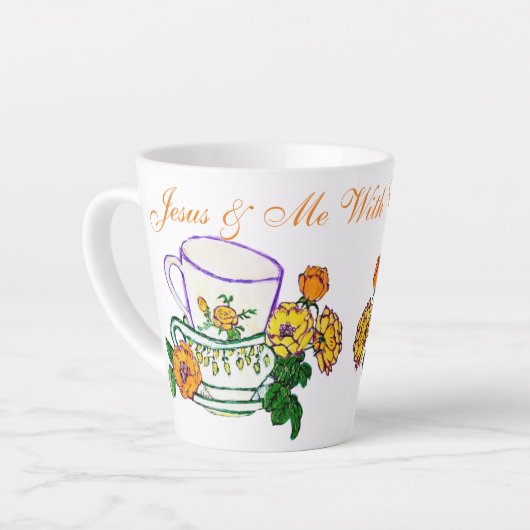 Jezus en ik met koffie of thee latte mok (Linkerhoek)