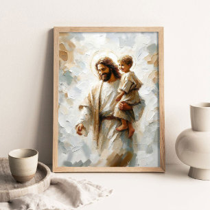 Jezus en Jongen, Moderne Christelijke Kunst, Jezus Poster