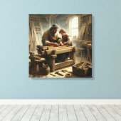 Jezus en Jozef 1 Canvas Afdruk (Insitu (Houten vloer))