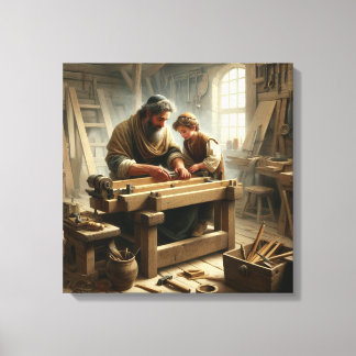 Jezus en Jozef 1 Canvas Afdruk