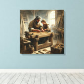 Jezus en Jozef 1 Canvas Afdruk (Insitu (Houten vloer))