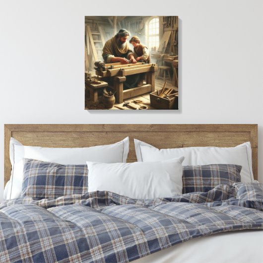 Jezus en Jozef 1 Canvas Afdruk (Insitu (Slaapkamer))