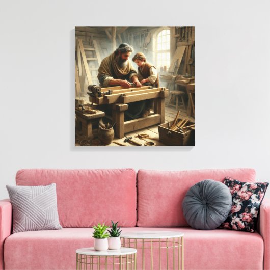 Jezus en Jozef 1 Canvas Afdruk (Insitu (Woonkamer))