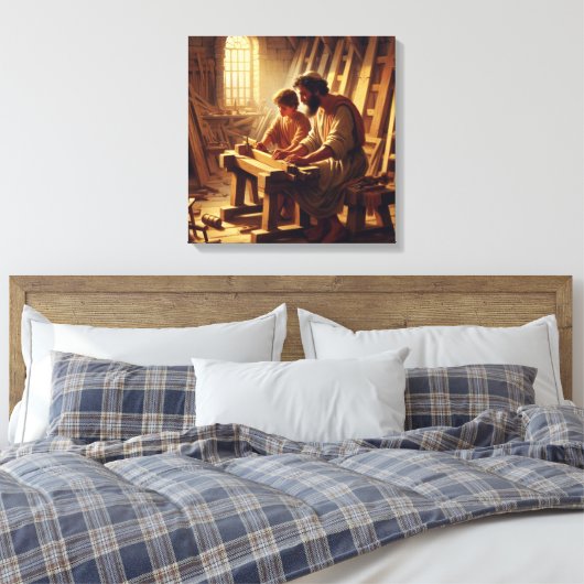 Jezus en Jozef 2 Canvas Afdruk (Insitu (Slaapkamer))