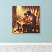 Jezus en Jozef 2 Canvas Afdruk (Insitu (Houten vloer))