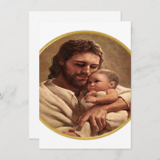 Jezus en kind feestdagenkaart (Voorkant / Achterkant)