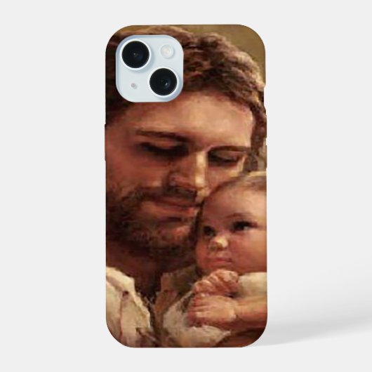 Jezus en kind iPhone 15 case (Achterkant)