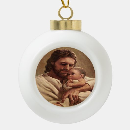 Jezus en kind keramische bal ornament (Voorkant)