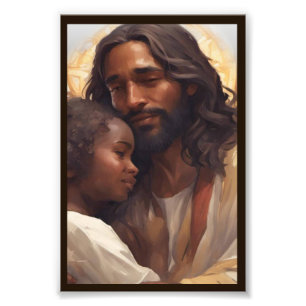 Jezus en kind kunst foto afdruk