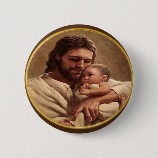 Jezus en kind ronde button 5,7 cm (Voorkant)
