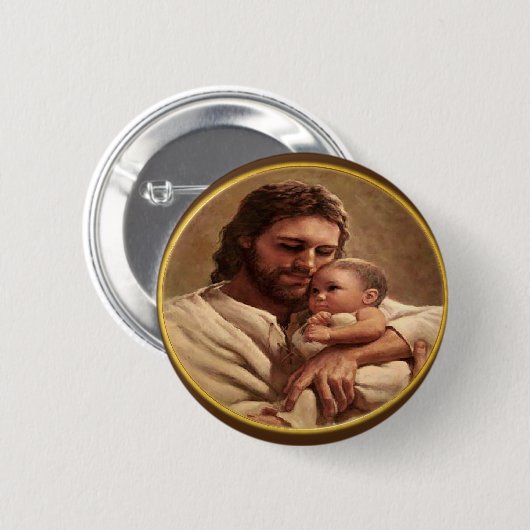 Jezus en kind ronde button 5,7 cm (Voorkant /achterkant)