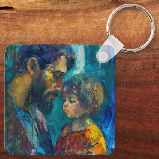 Jezus en kind sleutelhanger (Achterkant)