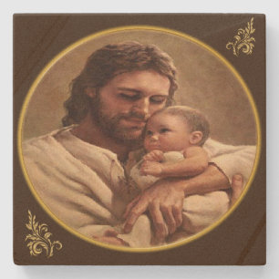 Jezus en kind stenen onderzetter