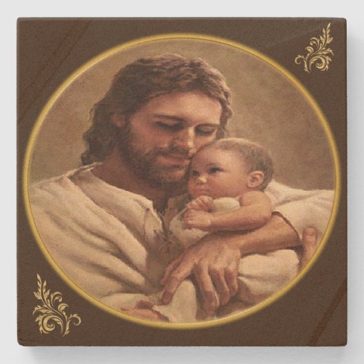 Jezus en kind stenen onderzetter (Voorkant)