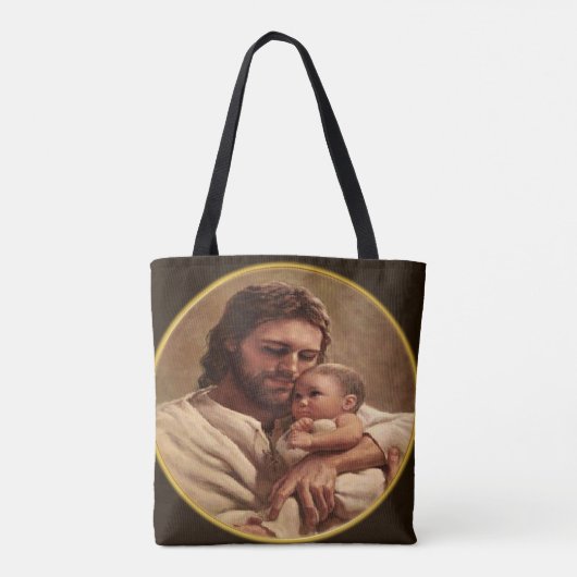 Jezus en kind tote bag (Achterkant)