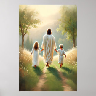 Jezus en Kinderen Jezus en Kids Jezus Christelijk Poster