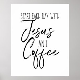 Jezus en koffie poster