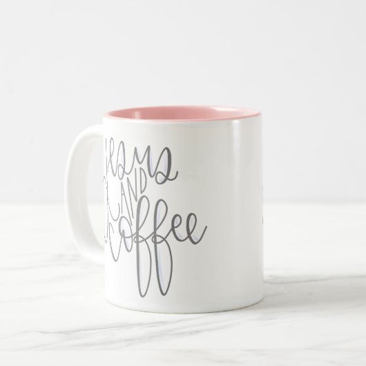 Jezus en koffie tweekleurige koffiemok (Voorkant links)