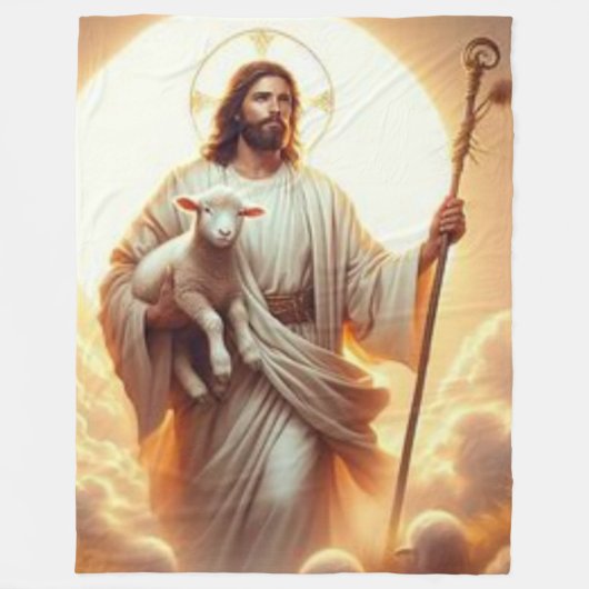 JEZUS en LAM 2 Fleece Deken (Voorkant)