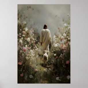 Jezus en Lam Christelijke Wandkunst Print Modern