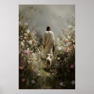 Jezus en Lam Christelijke Wandkunst Print Modern