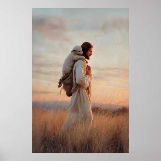 Jezus en Lam De Goede Herder Verloren Schaap Jezus Poster (Voorkant)