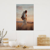Jezus en Lam De Goede Herder Verloren Schaap Jezus Poster (Keuken)