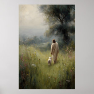 Jezus en Lam Gods Goede Herder Verloren Schaap Jez Poster