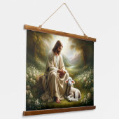 Jezus en Lam Hangend Wandkleed (Gebogen)