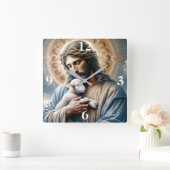 Jezus en Lam Vierkante Klok (Huis)