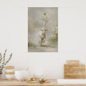 Jezus en Lam Waterverfprint Goede Herder Poster (Keuken)
