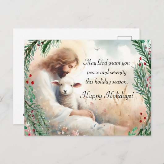 Jezus en Lamb Briefkaart (Voorkant / Achterkant)