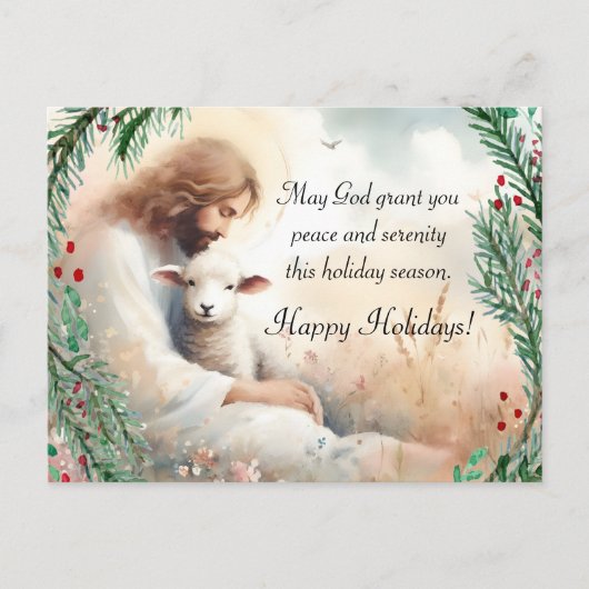 Jezus en Lamb Briefkaart (Voorkant)