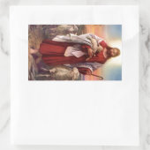Jezus en lammeren rechthoekige sticker (Tas)