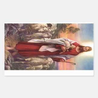 Jezus en lammeren rechthoekige sticker