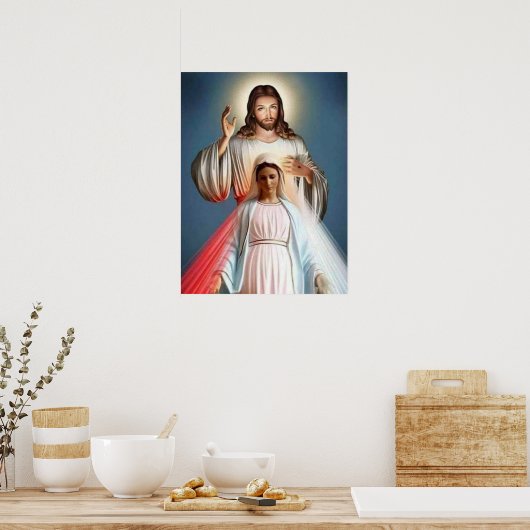 Jezus en Maagd Mary Poster Paper (Keuken)
