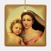 Jezus en Maagd Mary, Sistine Madonna ~ Keramisch Ornament (Achterkant)