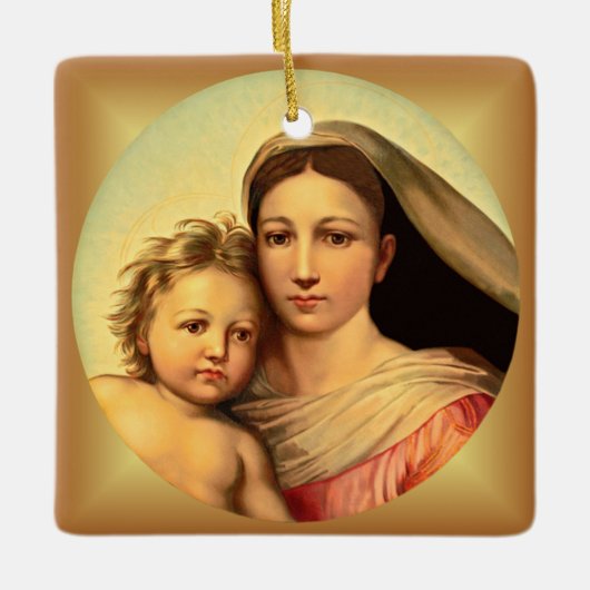 Jezus en Maagd Mary, Sistine Madonna ~ Keramisch Ornament (Voorkant)