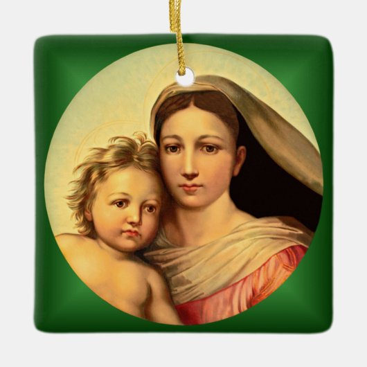 Jezus en Maagd Mary, Sistine Madonna ~ Keramisch Ornament (Voorkant)