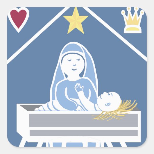 Jezus en Maria Geboorte Vierkante Sticker (Voorkant)