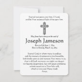 Jezus en Maria Katholieke begrafenis Memorial Kaar (Achterkant)