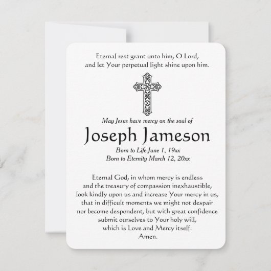 Jezus en Maria Katholieke begrafenis Memorial Kaar (Achterkant)