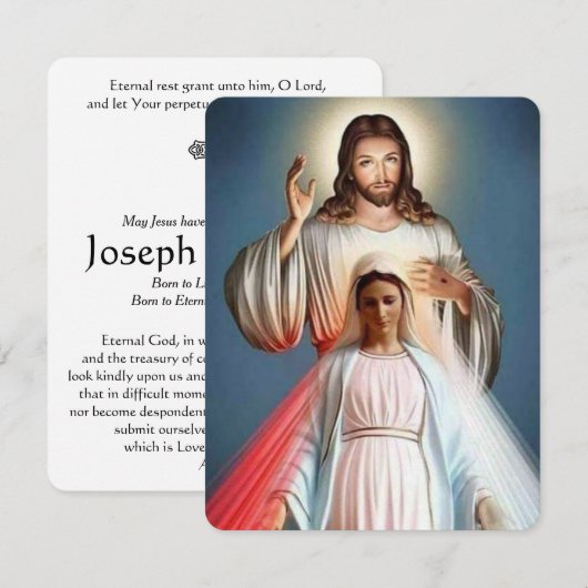 Jezus en Maria Katholieke begrafenis Memorial Kaar (Voorkant / Achterkant)