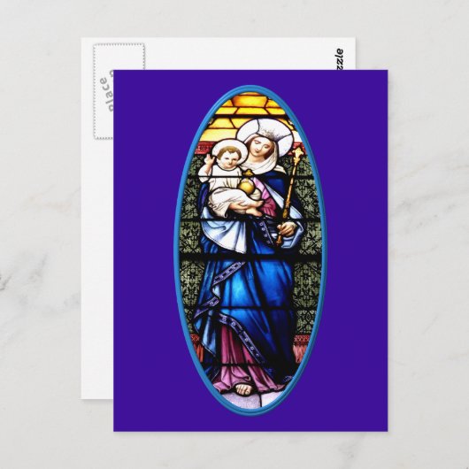 Jezus en Mary gekleurd glazen raam Briefkaart (Voorkant / Achterkant)